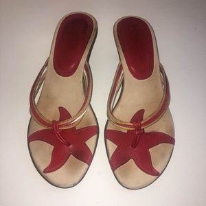 Coach leather mini heel sandals shoes